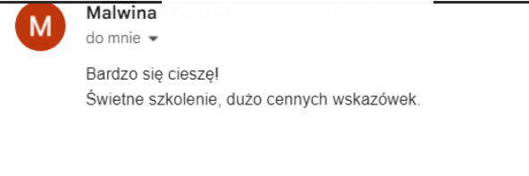 Opinia Malwiny po szkoleniu